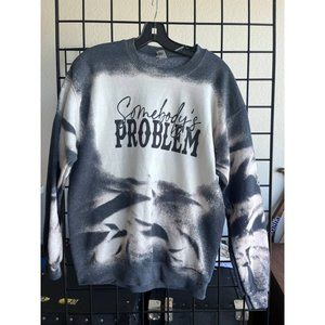 Blue White Color Men Sweatshirt Size  Medium Long Sleeve Pull Over